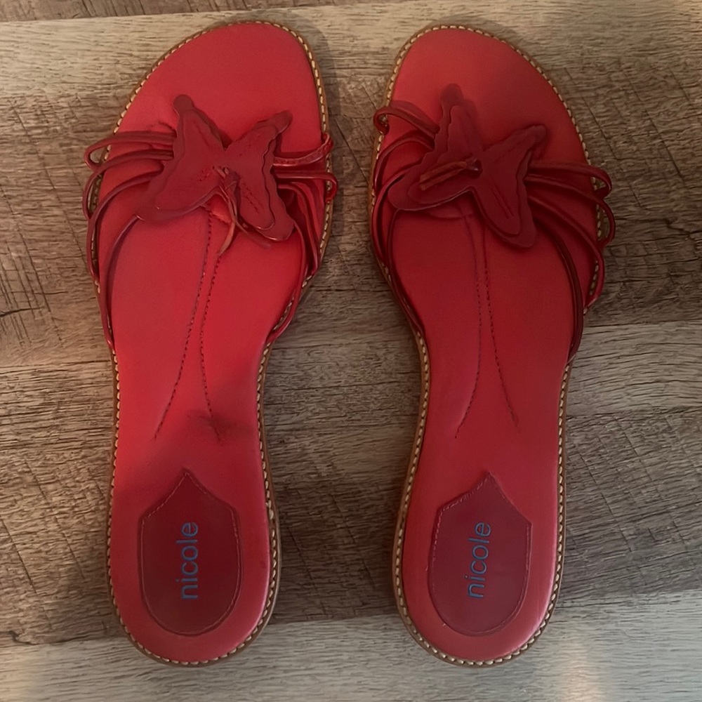 Nicole Red Starfish Accent Slide Sandals